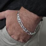 Pulseira de prata 925 masculina 3x1 Fígaro 8mm - Imagem 2