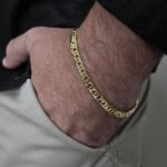 Pulseira masculina Groumet dupla 5mm banhado a ouro 18K - Imagem 2