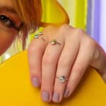 Anel De Prata 925 Ponta De Dedo Lua Com Bordas Trabalhadas - Imagem 2