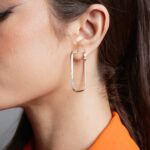 Brinco de prata 925 argola retangular 4,2 cm - Imagem 3