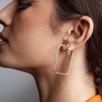 Brinco de prata 925 argola retangular 4,2 cm - Imagem 2