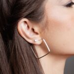 Brinco de prata 925 argola quadrada 3,2 cm - Imagem 2