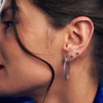 Brinco de prata 925 argola oval pontiaguda 3,2 cm - Imagem 2