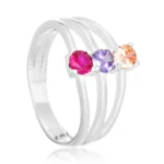 Anel de prata aro triplo zircônias coloridas