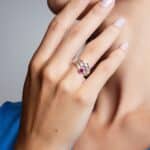 Anel de prata aro triplo zircônias coloridas