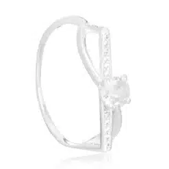 Anel de prata aro duplo frente quadrada cravejado