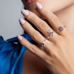 Anel de prata aro invertido zircônia gota ametista