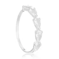 Anel de prata meia aliança zircônias gota