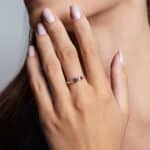 Anel de prata zircônia navete ametista e rubi