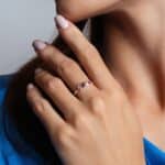 Anel de prata zircônia navete ametista e rubi