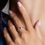 Anel de prata zircônia navete ametista e rubi