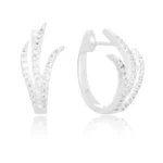 Brinco de prata argola cravejada três ramos