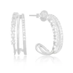 Brinco de prata argola tripla com zircônias