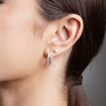 Brinco de prata argola tripla com zircônias