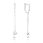 Brinco de prata argola U com corrente tripla