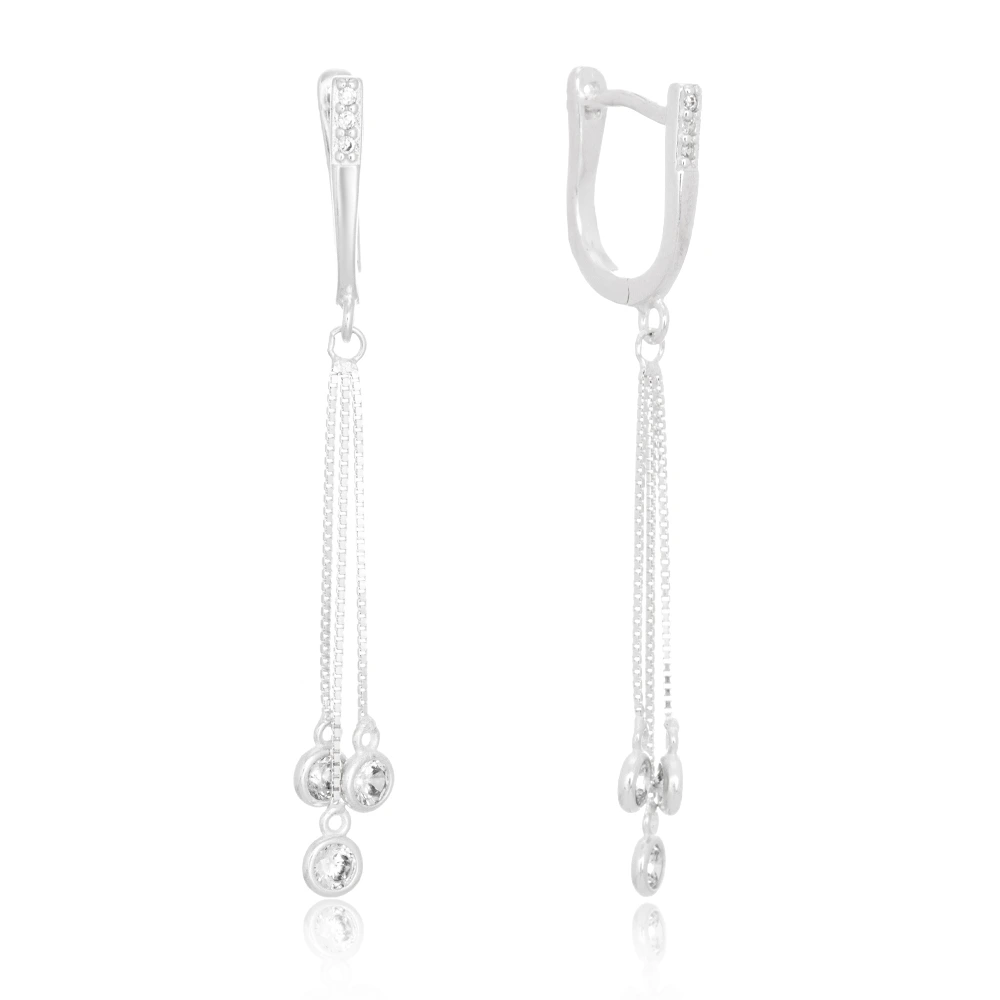 brinco-de-prata-argola-u-com-corrente-tripla Brinco de prata argola U com corrente tripla