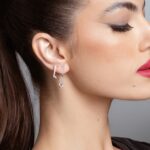 Brinco de prata aro duplo com pingente zircônia gota