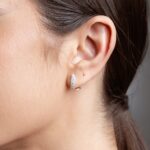 Brinco de prata base cravejada corrente gota removivel