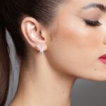 Brinco de prata duplo detalhe cravejado zircônias