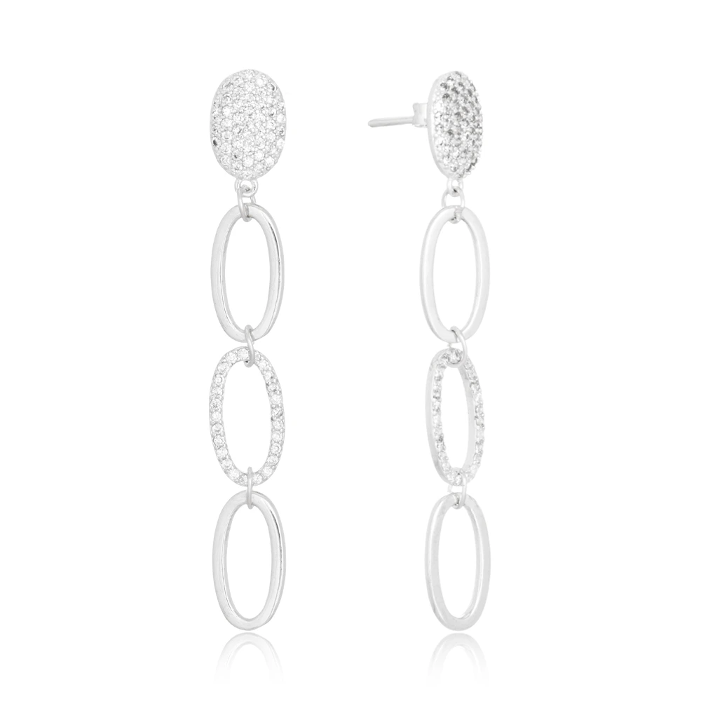 brinco-de-prata-elos-ovais-lisos-e-cravejados (1) Brinco de prata elos ovais lisos e cravejados