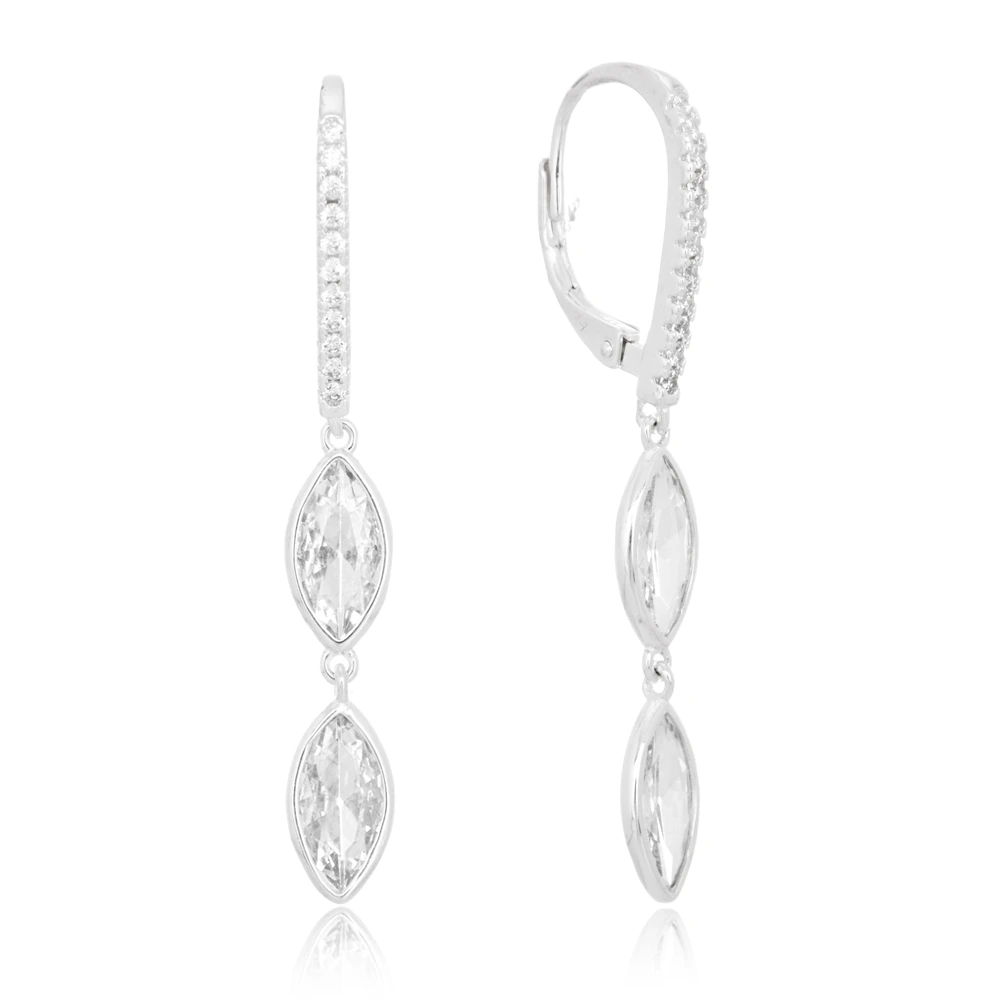 brinco-de-prata-fecho-gancho-cravejado-zirconias-penduradas Brinco de prata fecho gancho cravejado com zircônias penduradas