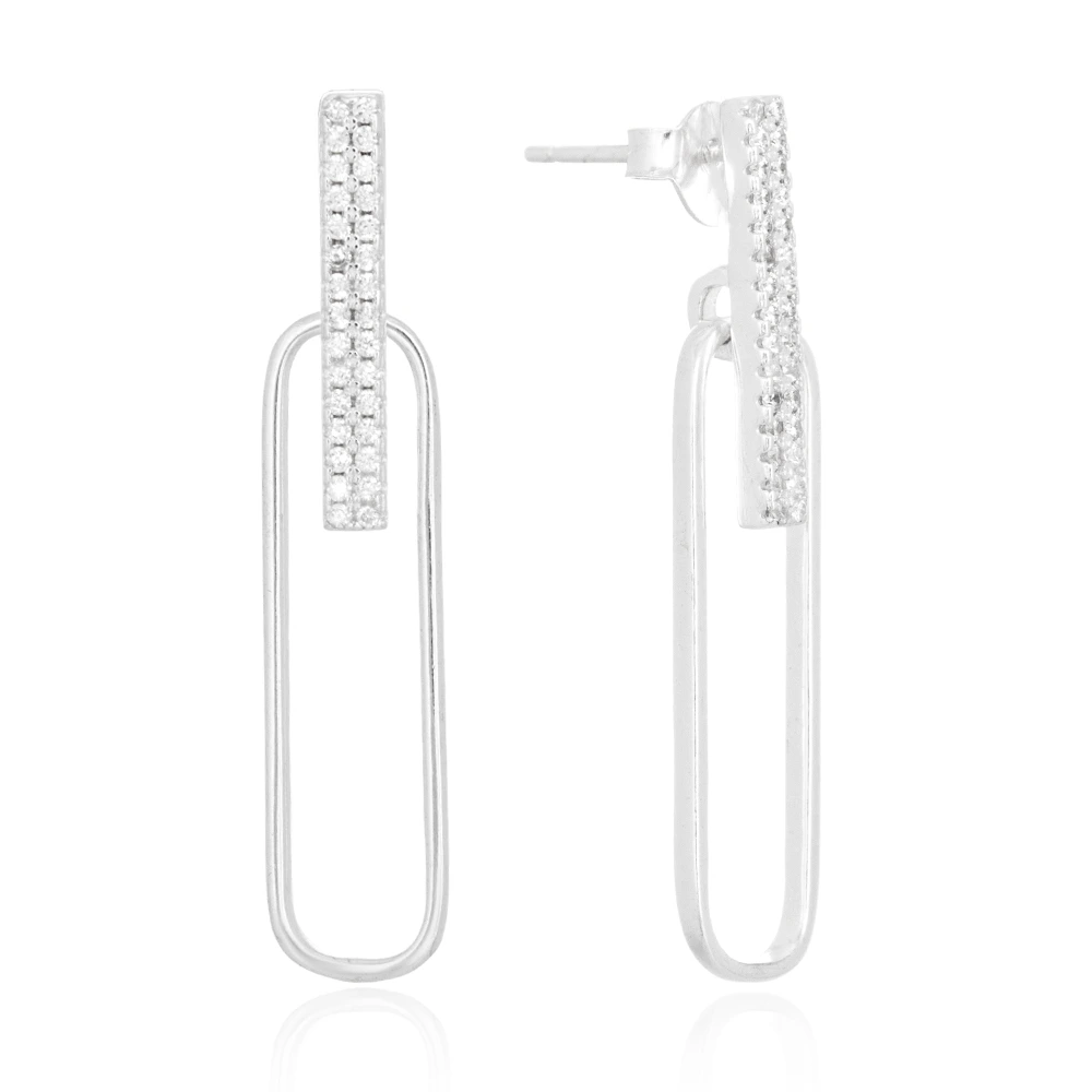 brinco-de-prata-fio-cravejado-argola-oval-longa Brinco de prata fio cravejado com argola oval longa