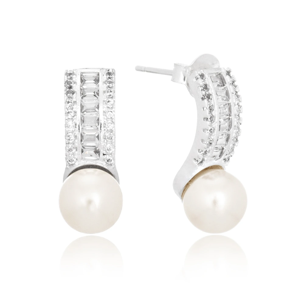 brinco-de-prata-fio-duplo-cravejado-perola (1) Brinco de prata 925 palito curvado cravejado com pérola - Imagem 1