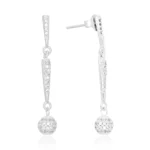 Brinco de prata fio duplo e bolinha cravejada