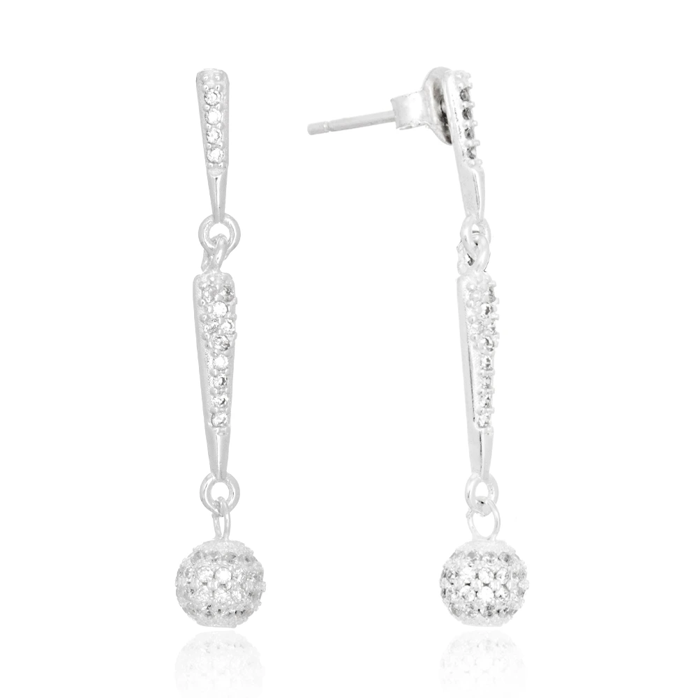 brinco-de-prata-fio-duplo-e-bolinha-cravejada Brinco de prata fio duplo e bolinha cravejada