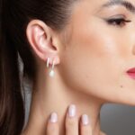 Brinco de prata gancho cravejado pingente gota