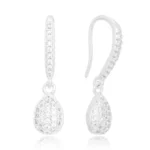 Brinco de prata gancho cravejado pingente gota