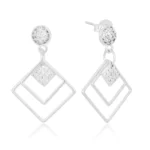 Brinco de prata geométrico triplo cravejado