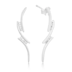 Brinco de prata ramos lisos e cravejados