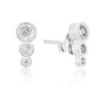 Brinco de prata três zircônias crescentes cristal