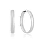 Brinco de prata 925 argola grossa fio meia cana lisa 3 cm