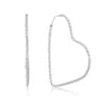 Brinco de prata 925 argola coração fio torcido 4,3 cm