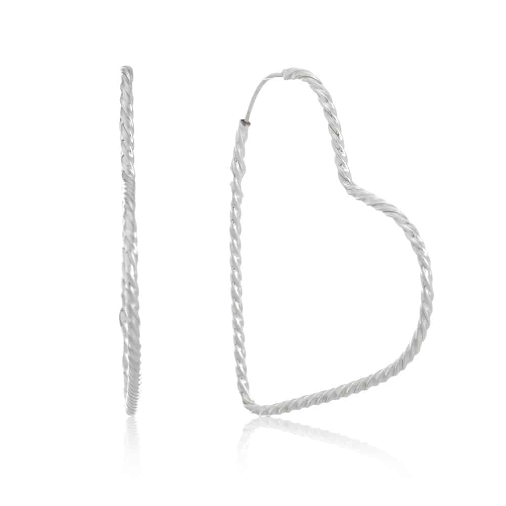 brinco-de-prata-argola-coracao-fio-torcido-29-cm Brinco de prata 925 argola coração fio torcido 4,3 cm - Imagem 1