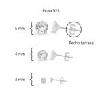 Trio de brincos de prata 925 ponto de luz zircônias cristais - Imagem 4