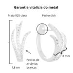 Brinco de prata 925 argola cravejada três ramos - Imagem 3