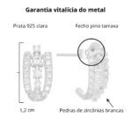 Brinco de prata 925 três aros cravejado com zircônia cristal - Imagem 4