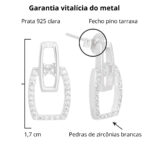 Brinco de prata 925 estribo duplo cravejado - Imagem 4