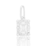 Pingente de prata 925 retangular zircônia cristal bordas trabalhadas