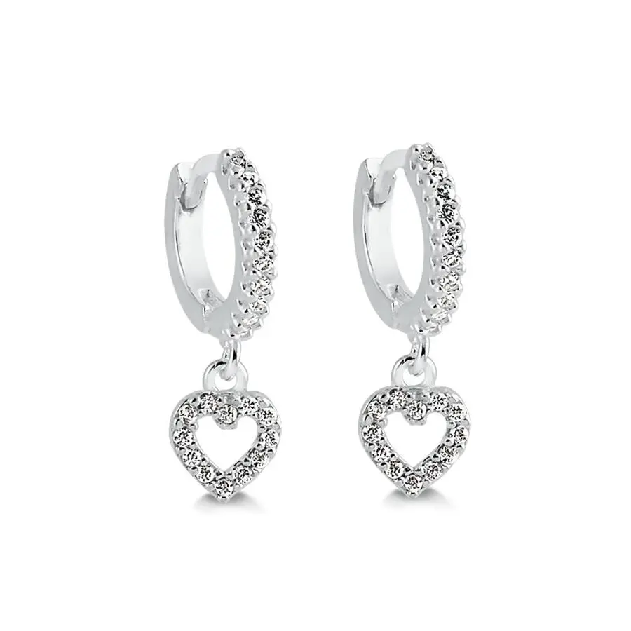 b9a7d1b02fb9b8aeb74fa9297fcd3430.webp Brinco de prata 925 argola cravejada com pingente coração vazado - Imagem 1