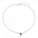 Choker pérolas com zircônia retangular verde