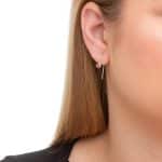 Brinco de prata 925 gancho com ponto de luz zircônia rubi 2,5cm - Imagem 2