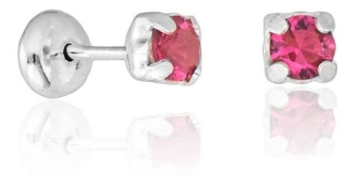 85a04573f3b730a30499c11d1acd4c4e-1.jpg Brinco De Prata 925 Tarraxa Baby Com Zircônia Turmalina rosa 3,5 mm - Imagem 1