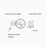 Brinco de prata 925 tarraxa baby com zircônia cristal 3,5 mm - Imagem 4