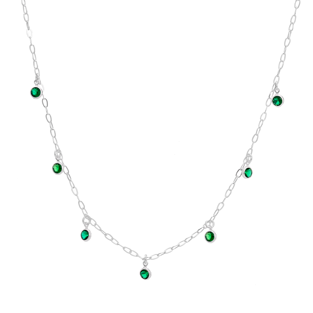 4b4a3504e2dd632f97ec198b96caf80d.jpg Choker de prata 925 pingentes zircônias redondas verde - Imagem 1