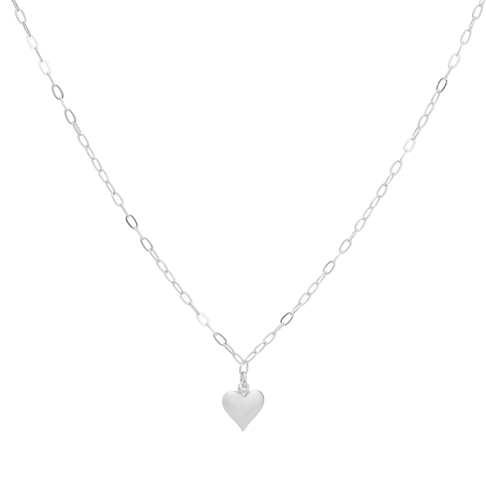 530110abea7fb37ed85411690375b8fc.jpg Choker de prata 925 pingente coração abaulado liso - Imagem 1