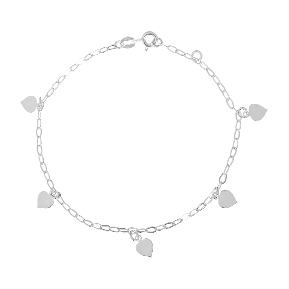 baa22d8e7d14e42476e69b5157512bd1.jpg Pulseira de prata 925 pingentes corações lisos - Imagem 1